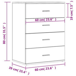 Vidaxl Sideboard Grey Sonoma 60X39X80 Cm Engineered Wood - thumbnail 3