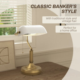 Wyld Haus Yori White Glass Bankers Desk Lamp Antique Bronze Base - thumbnail 5