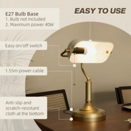Wyld Haus Yori White Glass Bankers Desk Lamp Antique Bronze Base - thumbnail 7