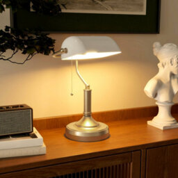 Wyld Haus Yori White Glass Bankers Desk Lamp Antique Bronze Base - thumbnail 9