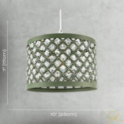Happy Homewares Modern Ornate Olive Green Metal Pendant Shade With Clear Acrylic Beads - thumbnail 7