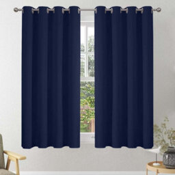 Imperial Rooms Window Curtain Pair Thermal Curtains Ready Made Navy Blackout Eyelet - thumbnail 1
