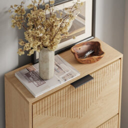 Sobuy Shoe Cabinet With 3 Flip-Down Drawers Storage 12 Pairs Load Capacity 27 Kg Fsr213-N - Light Oak - thumbnail 8