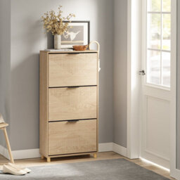 Sobuy Shoe Cabinet With 3 Flip-Down Drawers Storage 12 Pairs Load Capacity 27 Kg Fsr213-N - Light Oak
