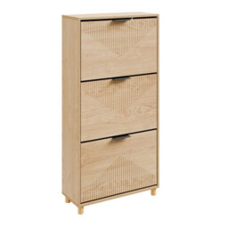 Sobuy Shoe Cabinet With 3 Flip-Down Drawers Storage 12 Pairs Load Capacity 27 Kg Fsr213-N - Light Oak - thumbnail 3