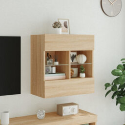 Berkfield Tv Wall Cabinet With Led Lights Sonoma Oak 58.5X30X60.5 Cm - thumbnail 5