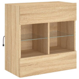Berkfield Tv Wall Cabinet With Led Lights Sonoma Oak 58.5X30X60.5 Cm - thumbnail 3
