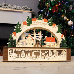 Netagon Christmas Battery Powered Wooden Festive Lighting Arch Ornament
