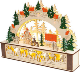 Netagon Christmas Battery Powered Wooden Festive Lighting Arch Ornament - thumbnail 2