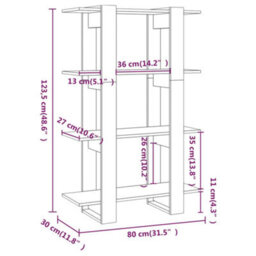 Berkfield Book Cabinet/room Divider Grey Sonoma 80X30X123.5 Cm - thumbnail 7