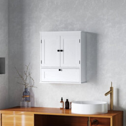Wyld Haus Nelavi Wall-Mounted Bathroom Cabinet 55 X 22 X 62 Cm, White, Adjustable Shelves - thumbnail 2