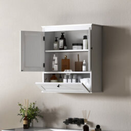 Wyld Haus Nelavi Wall-Mounted Bathroom Cabinet 55 X 22 X 62 Cm, White, Adjustable Shelves - thumbnail 9