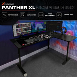 X Rocker Panther Xl 155Cm Reversible Corner Gaming Desk With Mousepad - Carbon Black - thumbnail 2