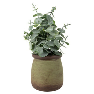 Candlelight Green 18Cm Chinese Money Artificial Plant In Green Ceramic Pot - image 1