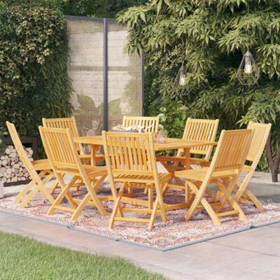 Berkfield 9 Piece Garden Dining Set Solid Teak Wood - image 1
