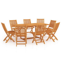 Berkfield 9 Piece Garden Dining Set Solid Teak Wood - thumbnail 2