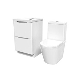 Nes Home White 500mm Basin Vanity Unit And Rimless Close Coupled Toilet - thumbnail 6