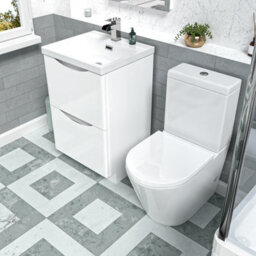 Nes Home White 500mm Basin Vanity Unit And Rimless Close Coupled Toilet - thumbnail 4