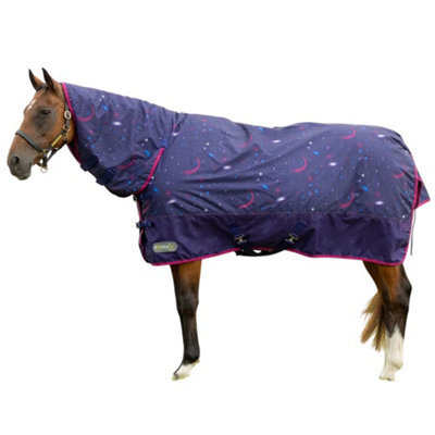"Hy Stormx Original Out Of This World Combo Neck Horse Turnout Rug Navy/magenta (5 3"")" - image 1