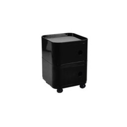 Living And Home Black Square Multi Tiered Plastic Bedside Storage Drawers Unit Drawer Bedside Chest With Wheels 51Cm H - thumbnail 3