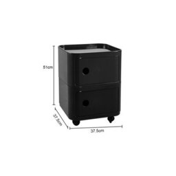 Living And Home Black Square Multi Tiered Plastic Bedside Storage Drawers Unit Drawer Bedside Chest With Wheels 51Cm H - thumbnail 5