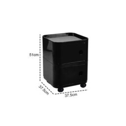 Living And Home Black Square Multi Tiered Plastic Bedside Storage Drawers Unit Drawer Bedside Chest With Wheels 51Cm H - thumbnail 2