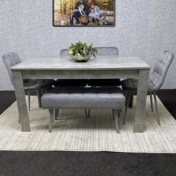 Kosy Koala Grey Wooden Dining Table Set With 4 Chairs And 1 Bench Dining Kitchen Furniture - thumbnail 8