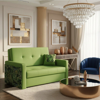 Viva Mel Ii Compact 2 Seater Sofa Bed With Storage And Removable Cushions 196Cm X 110Cm Green - image 1