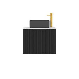 Royal Bathrooms Avenza 600mm Matt Obsidian Black Wall Hung Bathroom Countertop Vanity Unit 1 Drawer With Art Square Basin - thumbnail 6