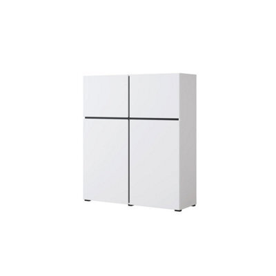 Arte Kross 76 Highboard Cabinet In White - W1190mm H1390mm D400mm, Bright And Modern - image 1