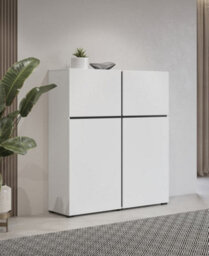 Arte Kross 76 Highboard Cabinet In White - W1190mm H1390mm D400mm, Bright And Modern - thumbnail 6