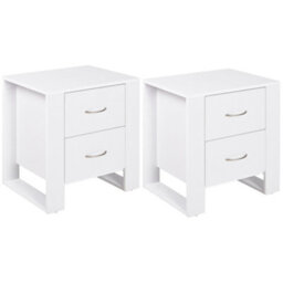 Wyld Haus Sovise Set Of 2 White Bedside Tables With 2 Drawers Each - Compact Modern Nightstands - thumbnail 2
