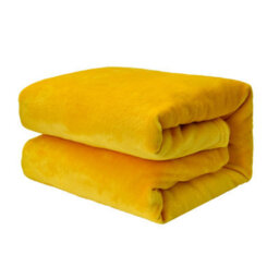 Ehc Super Soft Fluffy Snugly Solid Flannel Fleece Throws For Sofa Bed Blankets, Yellow 200Cm X 240 Cm - thumbnail 1