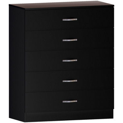 Lassic Vida Designs Riano 3 Piece Bedroom Set (1 Drawer Bedside Chest, 5 Drawer Chest, 2 Door Wardrobe) Black (4) - image 1