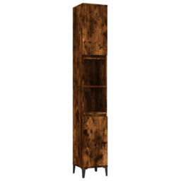 Berkfield Bathroom Cabinet Smoked Oak 30X30X190 Cm Engineered Wood - thumbnail 2