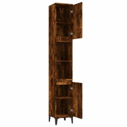 Berkfield Bathroom Cabinet Smoked Oak 30X30X190 Cm Engineered Wood - thumbnail 6