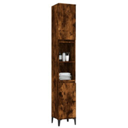 Berkfield Bathroom Cabinet Smoked Oak 30X30X190 Cm Engineered Wood - thumbnail 5