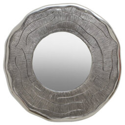 Orsina Small Oak Effect Silver Wall Mirror, 62Cm Round Decorative Wall Mirror, Compact Modern Mirror With Oak Effect