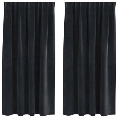 Berkfield Modern Blackout Curtains With Top Tape 2 Pcs Black Velvet