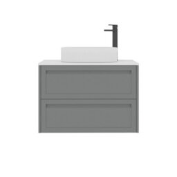 Royal Bathrooms Royal Bathroom Elmore 800mm Matt Pebble Grey Wall Mounted Bathroom Vanity Unit 2 Drawer Plain White Worktop With Lyon Basin - thumbnail 7