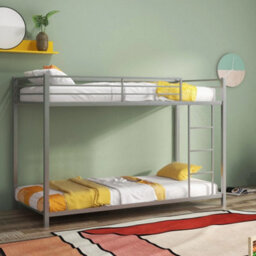 Metal Bunk Bed Low Profile Single Over Single Bunk Beds With Ladder Sliver - thumbnail 6