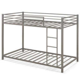 Metal Bunk Bed Low Profile Single Over Single Bunk Beds With Ladder Sliver - thumbnail 1