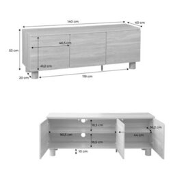 Sweeek - Tv Stand 140Cm 3 Doors Wood Decor Hazel Wood Effect - Ayana - thumbnail 5