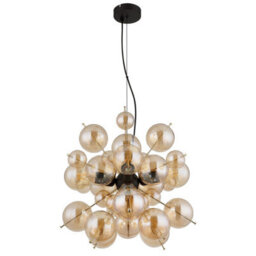 Luminosa Lighting Luminosa Udo Globe Pendant Ceiling Light Matt Black Balls Amber Glass Shade 4X E27 - thumbnail 2