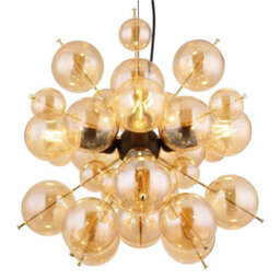 Luminosa Lighting Luminosa Udo Globe Pendant Ceiling Light Matt Black Balls Amber Glass Shade 4X E27 - thumbnail 3