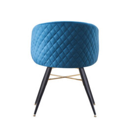 Life Interiors Set Of 2 Blue Vittorio Velvet Dining Chairs With Black Metal Legs, Quilted Design Modern Accent Chair - thumbnail 5