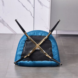 Life Interiors Set Of 2 Blue Vittorio Velvet Dining Chairs With Black Metal Legs, Quilted Design Modern Accent Chair - thumbnail 6