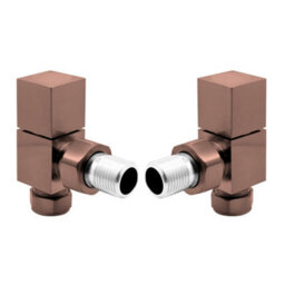 Plum&clay Pair Of Bronze Angled Radiator Valves 15mm Towel Rail Valve Set Square Top - thumbnail 1