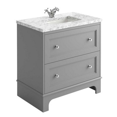 Plum&clay Beckett Light Grey Floor Standing Traditional Bathroom Vanity Unit & Basin (W)650mm (H)850mm - image 1