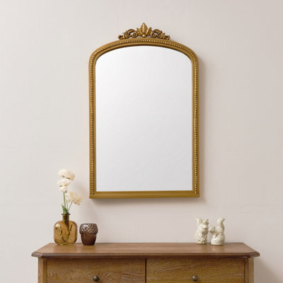 Melody Maison Large Arched Ornate Edge Gold Mirror 80Cm X 50Cm - image 1